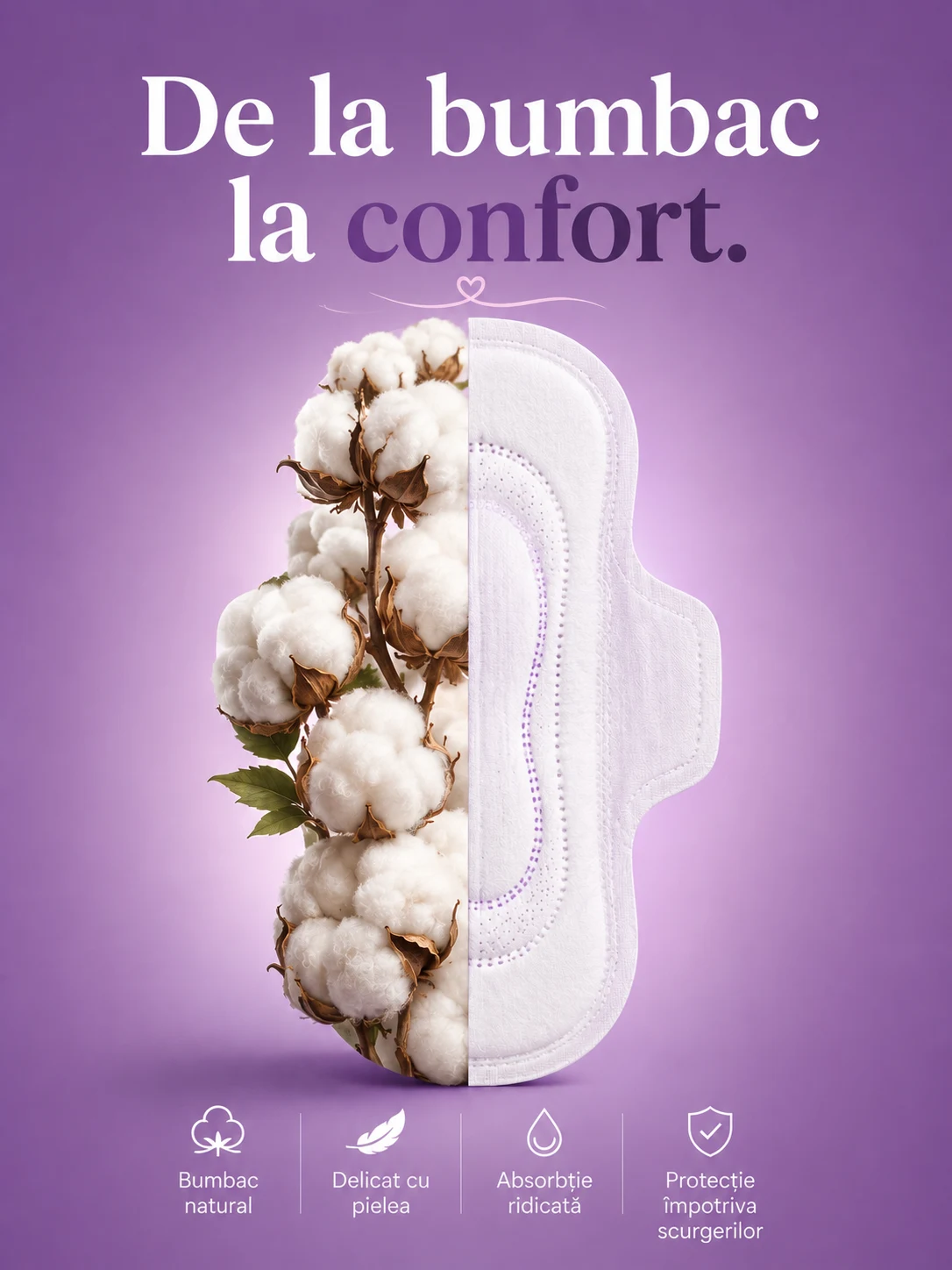 Compoziție Women Care cu jumătate floare de bumbac și jumătate absorbant
